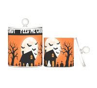 miaozhen Lot de 2 bacs de rangement en plastique transparent avec couvercle pour Halloween, pour cotons-tiges, cotons-tiges, cure-dents, trombones