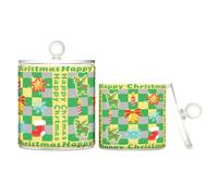 miaozhen Lot de 2 boîtes de rangement en plastique transparent à carreaux jaunes et verts avec couvercle pour cotons-tiges, cotons-tiges, cure-dents, trombones