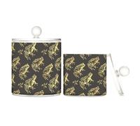 miaozhen Lot de 2 boîtes de rangement en plastique transparent avec couvercle Motif grenouille Doré