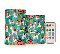 miaozhen Lot de 2 bougies électroniques à piles pour Halloween, motif chien citrouille, poltergeist, flamme vacillante, sans flamme, lumières électroniques, coupe-vent, pour pendaison de crémaillère