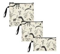 miaozhen Lot de 3 sacs à goûter réutilisables avec fermeture éclair - Pour le travail, le bureau, les voyages, les pique-niques - Beige - Motif dinosaures
