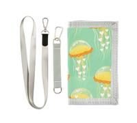 miaozhen Mignon portefeuille de poche jaune méduse pour homme pop coloré portefeuille de poche avec cordon carteras para hombre