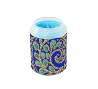 miaozhen Nettoyeur de pattes portable tendance cachemire bleu marine ethnique avec brosse en silicone souple pour nettoyer les pieds des chats et des chiens cepillos para Perros