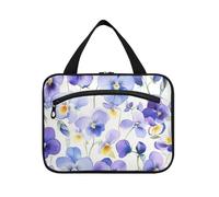miaozhen New Brunswick Trousse de maquillage à suspendre pour femme avec crochet, mode designer pour homme bolso viajero para mujer L, Nouveau-Brunswick violet violet beauté fleurs, Moderne