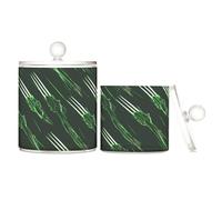 miaozhen Old Style Wolverine Scratch Organiseur de bonbons en plastique transparent avec couvercle pour cotons-tiges, cotons-tiges, cure-dents, trombones, cheveux Vert fluo