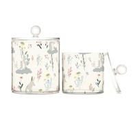 miaozhen Oliver Jeffers Boîte de rangement en plastique transparent avec couvercle Motif kangourou Imprimé floral Blanc Denim