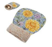 miaozhen Panier pour chat d'intérieur - Motif dahlia vintage - Jaune et violet - Pour animal domestique - Doux - Auto-chauffant
