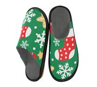 miaozhen Pantoufle pour femme Joyeux Noël flocons de neige blancs et étoiles pantoufles pour femme intérieur chaussures maison mousse à mémoire de forme Pantoufles de chambre Pantoufles pantoufles de