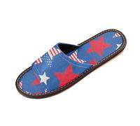 miaozhen Pantoufle tendance pour femme avec étoiles rouges et bleues du 4 juillet - Lavable - Pour intérieur et extérieur - Doux - Pour le voyage, la piscine, la fête, 4 juillet Jour de l'indépendance