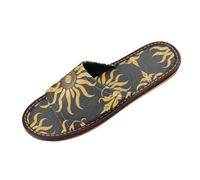 miaozhen Pantoufles de salle de bain à motif géométrique doré et noir - Réutilisables et confortables - Pour voyage, avion, hôtel, chanclas para hombres, Motif géométrique soleil doré noir, 38.5/39.5