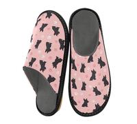 miaozhen Pantoufles noires pour femme - Motif patte de terrier écossais - Pantoufles d'intérieur en mousse à mémoire de forme - Pantoufles confortables pour femme