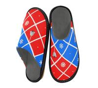 miaozhen Pantoufles pour femme Joyeux Noël rouge et bleu à motif à carreaux pour femme Pantoufles d'intérieur en mousse à mémoire de forme Pantoufles confortables pour femme, Motif à carreaux rouges