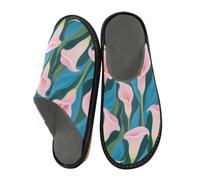 miaozhen Pantoufles pour femme - Rose et bleu Calla Lily - Pantoufles d'intérieur en mousse à mémoire de forme pour femme, Lys calla rose et bleu, 36/37 EU