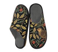 miaozhen Pantoufles William Morris pour femme - Motif oiseau - Chaussons d'intérieur en mousse à mémoire de forme - Pantoufles de lit 9