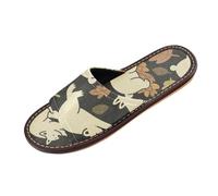 miaozhen Pantuflas para hombres Chaussons de douche d'intérieur réutilisables et confortables à bout ouvert pour voyage, hôtel, fête, invités, Jungle Animal Vert Marron, 34 EU