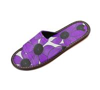 miaozhen Pantuflas Susan aux yeux noirs - Simple Line Art Valentinesnes - Violet - Pour salle de bain - Ultra légers et confortables - À enfiler à bout ouvert - Pour fête, voyage, invités, Black Eyed