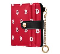 miaozhen Petit portefeuille pliable unique en cuir PU avec signe Bitcoin blanc rouge minimaliste pour filles femmes