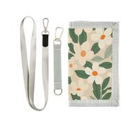 miaozhen Pince à billets à trois volets en forme de fleur et de blanc beige naturel pour voyage tendance et décontracté avec cordon billeteras para hombre, Fleur et blanc beige naturaliste, 1 size
