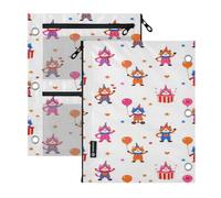 miaozhen Pochette zippée à 3 anneaux 2 pièces Clown Chat Cirque 27,9 x 22,9 cm