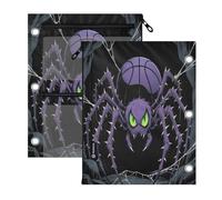 miaozhen Pochettes perforées à 3 trous 2 pièces Araignée en colère Violet | Pochette à crayons lisse à fermeture éclair pour enfants avec fenêtre transparente pour ranger les fournitures scolaires