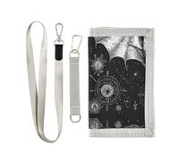 miaozhen Porte-cartes à trois volets avec cordon Motif crâne maléfique Noir gothique, Crâne maléfique noir gothique, 1 size