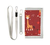 miaozhen Porte-cartes de Noël en forme de girafe rouge ludique - Cadeaux pour jeunes - Porte-cartes simple et coloré avec cordon carteras para hombre