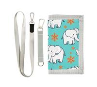 miaozhen Porte-cartes d'hiver blanc éléphant bleu lac pour femme minimaliste décontracté porte-cartes portefeuille avec cordon carteras para hombre