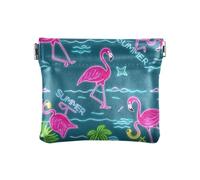 miaozhen Porte-monnaie d'été en cuir avec flamant rose et cocotier bleu pour femme - Accessoires de voyage mignons pour homme et femme, Summer Neon Flamingo Cocotier Bleu, 1 size