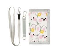miaozhen Portefeuille à trois volets avec motif lapin blanc pour femme - Style minimaliste et décontracté - Avec cordon - Carteras para hombre