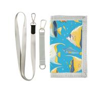 miaozhen Portefeuille à trois volets avec pince à billets pour femme en nylon léger et fin avec cordon, animaux marins bleu océan, 1 size