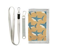 miaozhen Portefeuille à trois volets en forme d'animal de requin bleu kaki pour homme pour voyage cool décontracté cartes portefeuilles hommes avec cordon carteras para hombre