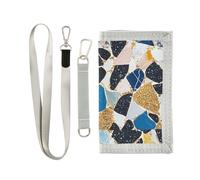 miaozhen Portefeuille à trois volets en marbre coloré bleu noir doré pour femme unique léger homme portefeuille à trois volets avec cordon carteras para hombre, Marbre coloré bleu noir or, 1 size
