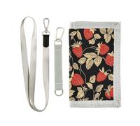 miaozhen Portefeuille à trois volets pour cartes de crédit Rouge fraise Portefeuille de voyage coloré pour homme avec cordon Carteras para hombre, Fraise rouge., 1 size