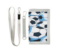 miaozhen Portefeuille à trois volets pour homme avec motif de football de dessin animé mignon pour cadeau d'anniversaire, portefeuille léger tendance pour homme avec cordon carteras para hombre