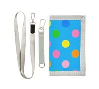 miaozhen Portefeuille à trois volets pour homme - Motif à pois colorés - Cadeau cool et robuste - Avec cordon - Carteras para hombre, Dessin animé coloré à pois bleus, 1 size