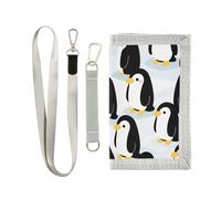 miaozhen Portefeuille à trois volets pour homme motif pingouin noir et blanc - Cadeau pour jeune - Portefeuille décontracté unique à trois volets pour homme avec cordon carteras para hombre