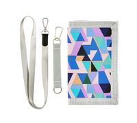 miaozhen Portefeuille à trois volets pour hommes motif géométrique coloré violet cool cadeaux pop casual carte portefeuille avec cordon carteras para hombre, Motif géométrique violet coloré, 1 size