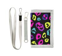 miaozhen Portefeuille de poche à motif léopard bleu, violet, noir, cadeaux cool, portefeuille de poche léger tendance avec cordon carteras para hombre