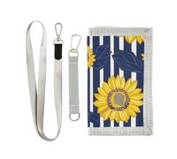 miaozhen Portefeuille de voyage à trois volets pour homme motif tournesol floral bicolore pour voyage minimaliste coloré avec cordon carteras para hombre, Tournesol floral bicolore, 1 size