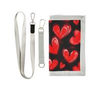 miaozhen Portefeuille fin à trois volets pour homme avec clip à billets avec cordon pour la Saint Valentin Rouge, Happy Valentine's Day Love Rouge, 1 size