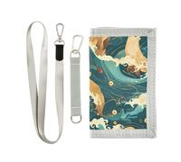 miaozhen Portefeuille fin à trois volets pour homme et femme Motif chiens de mer japonais Ocean Waves Portefeuille fin tendance léger avec cordon Carteras para hombres, Sea Dogs japonais Vagues de