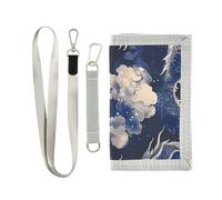 miaozhen Portefeuille fin bleu marine Sketch Dragon pour cadeau d'anniversaire Portefeuille fin et robuste avec cordon Carteras para hombre