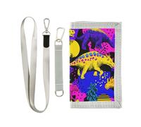 miaozhen Portefeuille fin coloré aux couleurs vives de dinosaures pour jeunes pop décontracté mince portefeuille avec cordon carteras para hombre