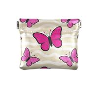 miaozhen Portefeuille tendance avec fermoir à vague Magenta Papillon Kaki Porte-carte unique pour homme femme Voyage monederos de mujer para monedas, Tendance Magenta Papillon Kaki Wave, 1 size