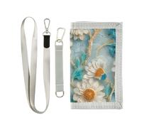 miaozhen Portefeuilles colorés avec imprimé de marguerites en jade pour hommes avec pince à billets en nylon robuste pour hommes avec cordon carteras para hombre