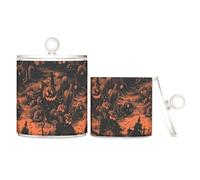 miaozhen Pumpkins Town Lot de 2 boîtes de rangement en plastique transparent avec couvercle pour cotons-tiges, cotons-tiges, cure-dents, trombones Orange