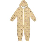 miaozhen Pyjama 1 pièce en flanelle à fermeture éclair à capuche mignon pattes de chat de dessin animé Halloween combinaison mignonne 1 pièce pour adolescents garçons vêtements de maison 5-14 ans