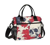 miaozhen Sac à déjeuner réutilisable avec bandoulière - Motif tête de mort rugissante - Nuage japonais - Pour le travail - Pour le travail - Pour le collège lonchera termica para el Trabajo