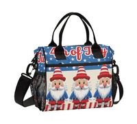 miaozhen Sac à déjeuner vertical avec bandoulière pour homme Motif nain de l'indépendance 4 juillet Bleu