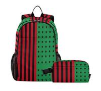 miaozhen Sac à dos d'école pour garçons avec sac à déjeuner Unia USA Afro American Sacs pour garçons de 10 à 12 ans